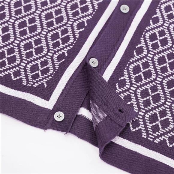 Men's Polo Shirts 70s Vintage Shirts Purple - Picture 4 of 6